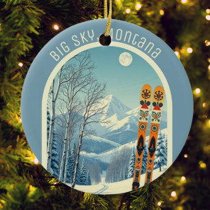 Big Himmel Montana ski souvenir Rocky mountains Julgransprydnad Keramik
