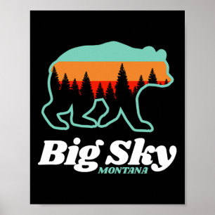 Big Himmel Montana Skiing Snowboarding Bear Poster