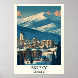 Big Himmel Montana Vintage Ski Resort Mountain Art Poster