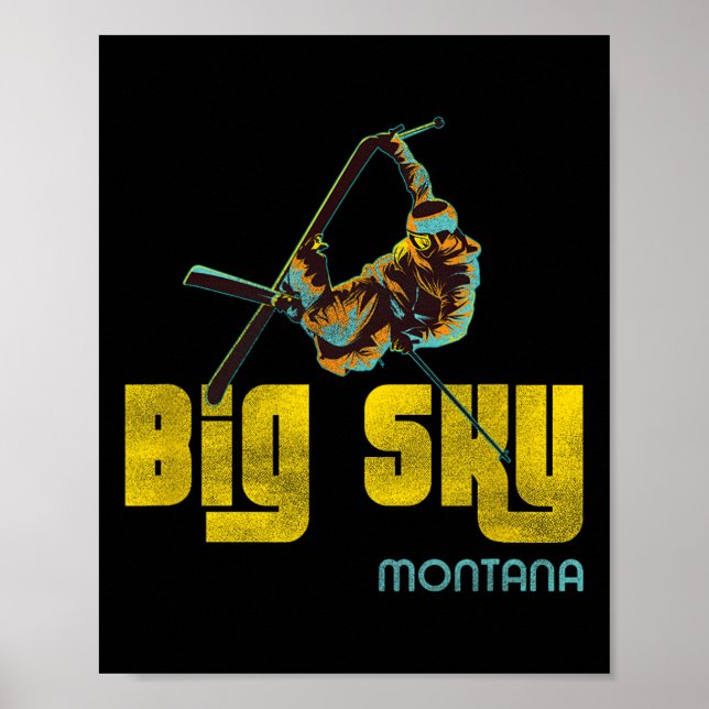 Big Himmel Montana Vintage Skiing Poster (Framsidan)