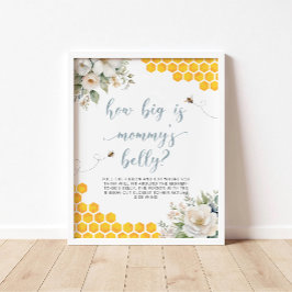 Big Honey Bee Baby Shower - Hur stor är Mamma:s ma Poster