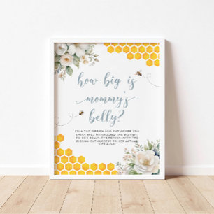 Big Honey Bee Baby Shower - Hur stor är Mamma:s ma Poster
