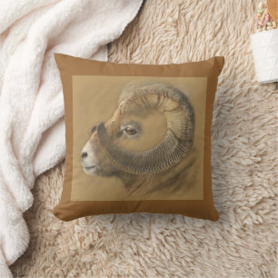 Big Horn Ram Teckning Kudde