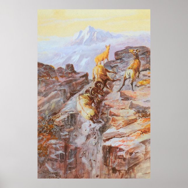 Big Horn Sheep av Charles M Russell Poster (Framsidan)