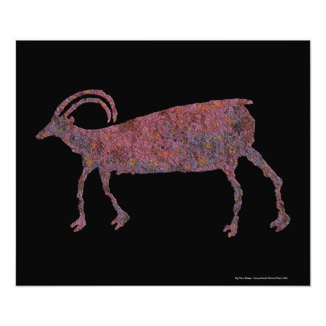 Big Horn Sheep Petroglyph Fototryck (Framsidan)