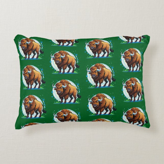 big horned bison prydnadskudde (Framsidan)