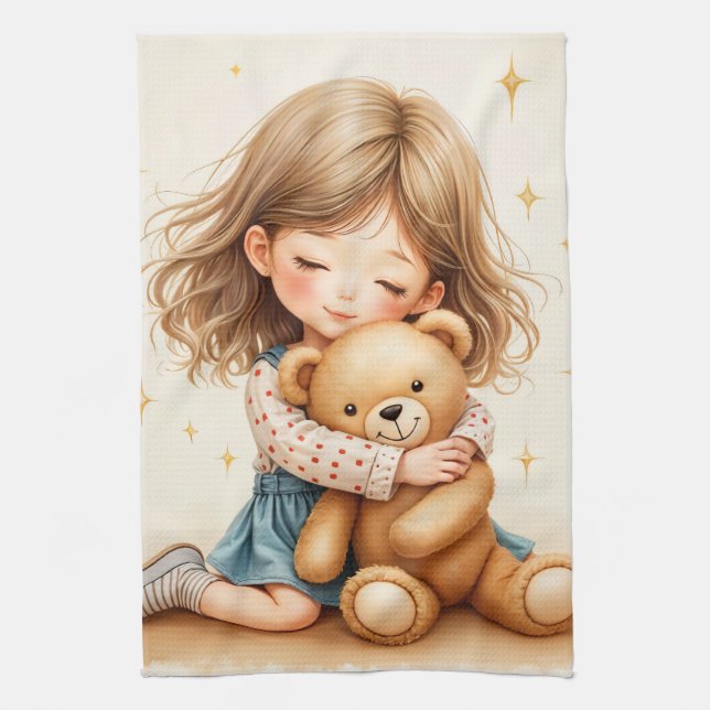 Big Hugs - Cute Girl Hugger Nalle Kökshandduk (Vertikal)