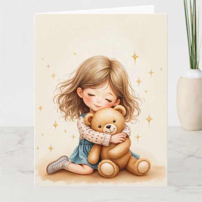 Big Hugs - Cute Girl Hugger Nalle Kort (Framsida)