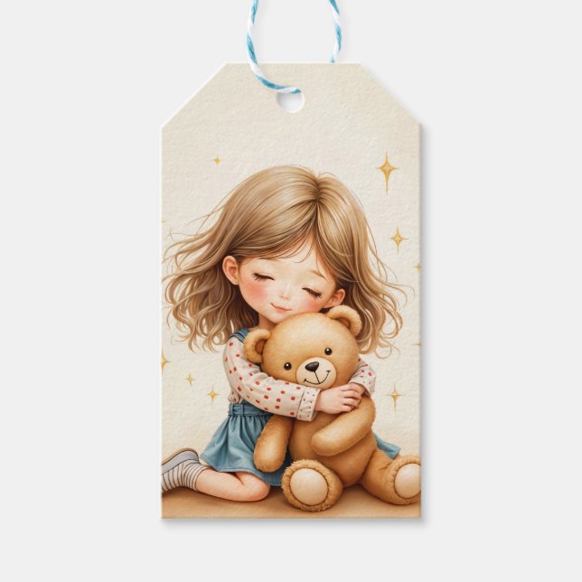 Big Hugs - Cute Girl Hugger Nalle Presentetikett (Framsidan)