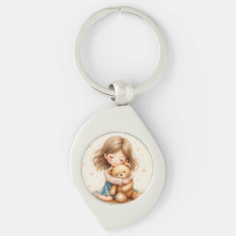 Big Hugs - Cute Girl Hugger Nalle Swirl Silverfärgad Nyckelring