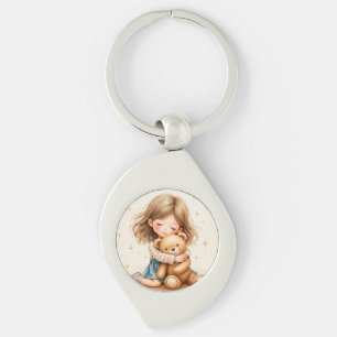 Big Hugs - Cute Girl Hugger Nalle Swirl Silverfärgad Nyckelring