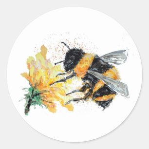 Big Humla samlar pollen Runt Klistermärke