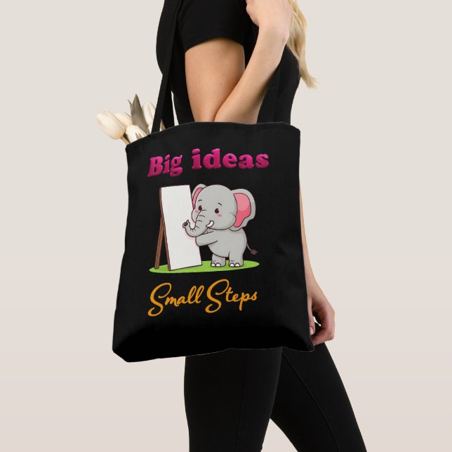 "Big Ideas, Small Steps" elephant animal dreams  Tygkasse (Närbild)