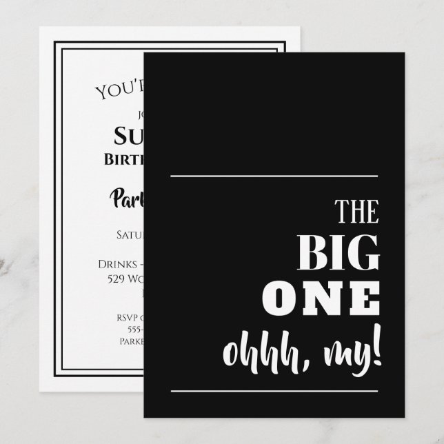 BIG-inbjudan på födelsedagen (Fram/baksida)