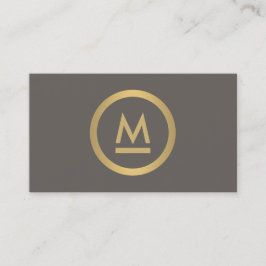 Big Initial Modern Monogram i Faux Guld på Taupe Visitkort