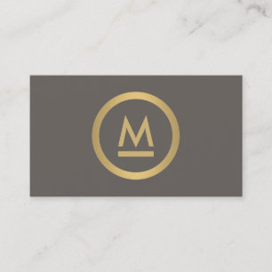 Big Initial Modern Monogram i Faux Guld på Taupe Visitkort