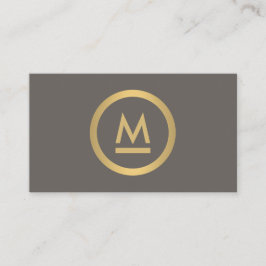 Big Initial Modern Monogram i Faux Guld på Taupe Visitkort