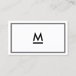 Big Initial Modern Monogram i svartvitt Visitkort