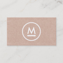 Big Initial Modern Monogram på Beige Linen Visitkort
