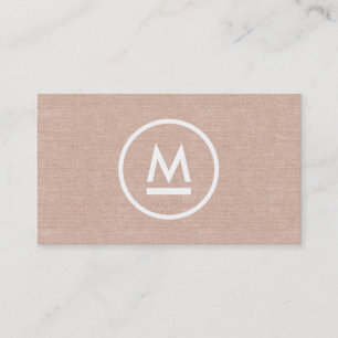 Big Initial Modern Monogram på Beige Linen Visitkort