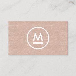 Big Initial Modern Monogram på Beige Linen Visitkort