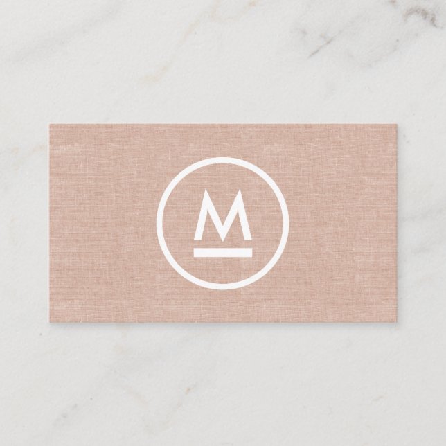 Big Initial Modern Monogram på Beige Linen Visitkort (Framsida)