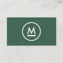 Big Initial Modern Monogram på Grönt Linen Visitkort