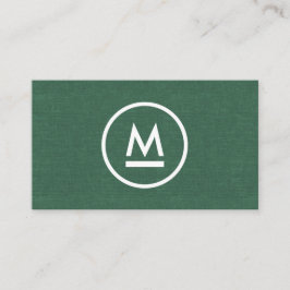 Big Initial Modern Monogram på Grönt Linen Visitkort