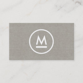 Big Initial Modern Monogram på Taupe Linen Visitkort