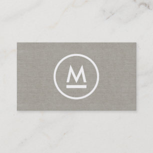 Big Initial Modern Monogram på Taupe Linen Visitkort