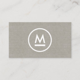 Big Initial Modern Monogram på Taupe Linen Visitkort