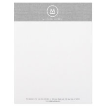 Big Initial Monogram på Grått Linen Letterhead