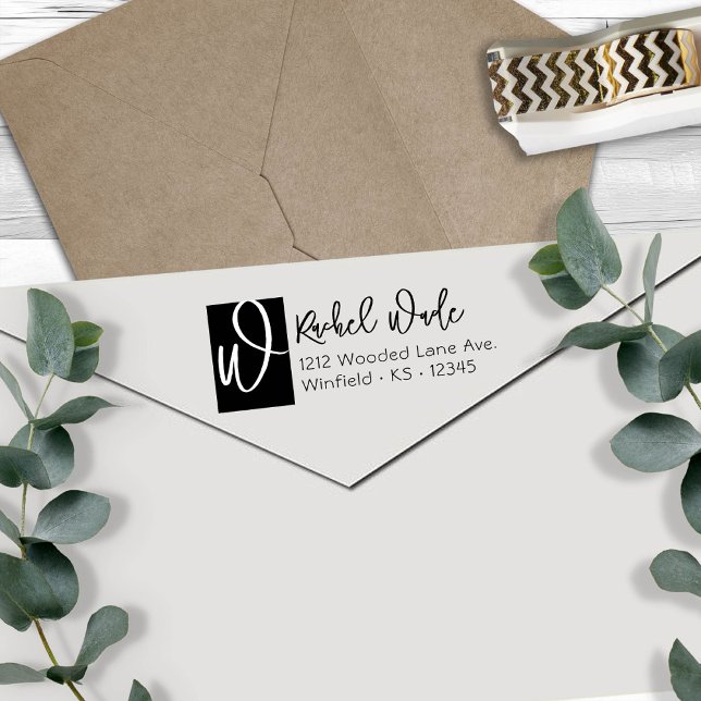 Big Initial Script-Returadress Självfärgande Stämpel (Skapare uppladdad)