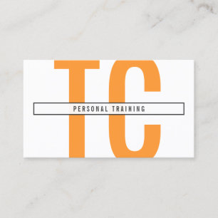 Big Initialer Monogram i Orange och vitt Visitkort