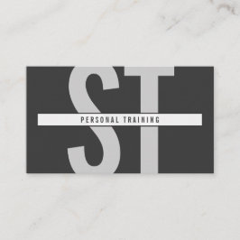 Big Initialer Monogram Personal Trainer Mörk Grått Visitkort