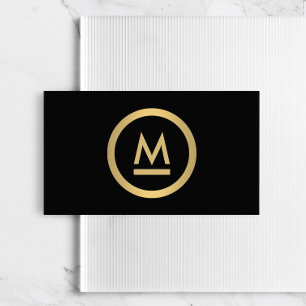 Big Initiative Modern Monogram i Faux Guld på Blac Visitkort