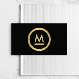 Big Initiative Modern Monogram i Faux Guld på Blac Visitkort