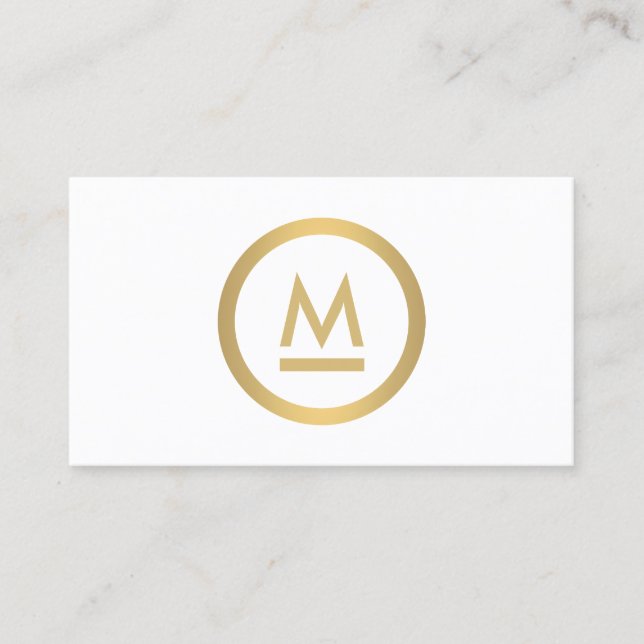 Big Initiative Modern Monogram i Faux Guld på Whit Visitkort (Framsida)