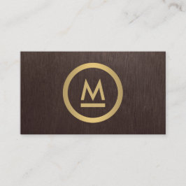 Big Initiative Modern Monogram i Faux Guld på Wood Visitkort