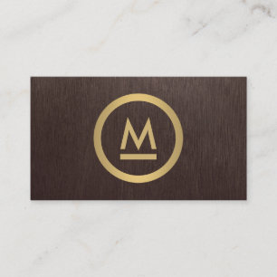 Big Initiative Modern Monogram i Faux Guld på Wood Visitkort