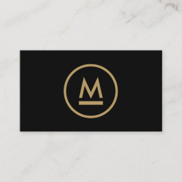 Big Initiative Modern Monogram i Guld på Black Visitkort