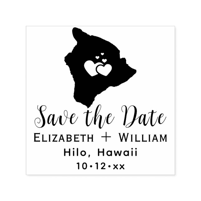 Big Island Hawaii Kartong Bröllop Spara Datum Självfärgande Stämpel (Design)