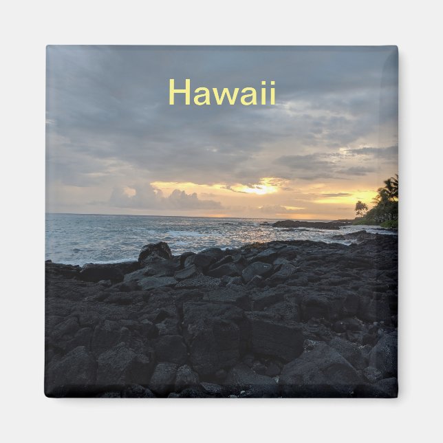 Big Island Hawaii Nature Sunset Ocean Magnet (Framsidan)