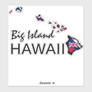 BIG ISLAND - HAWAII ÖARNA HI Flagga BLK Klistermärken