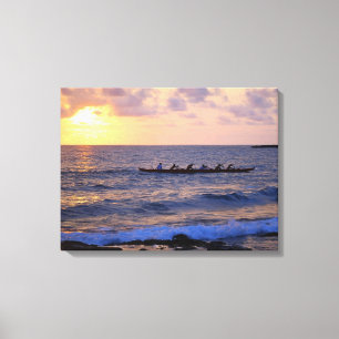 Big Island Hawaii Outrigger Canoe vid Sunset Canvastryck