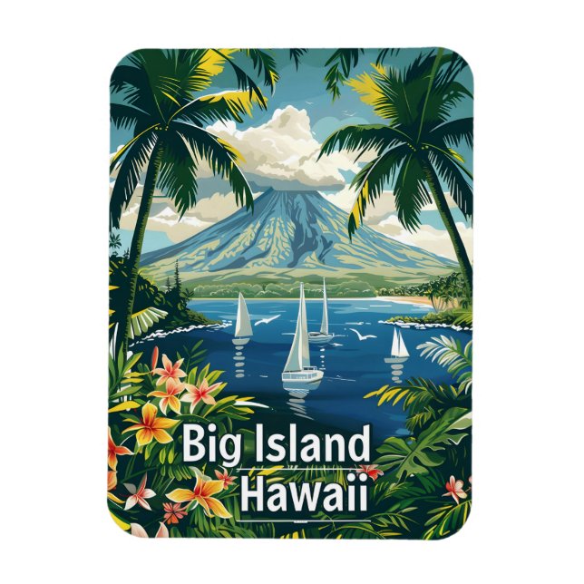 Big Island Hawaii-Vintagen tropiska Magnet (Vertikal)