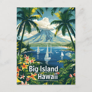Big Island Hawaii-Vintagen tropiska Vykort