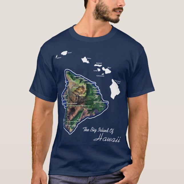 Big Island of Hawaii with Hawaiian Islands T Shirt (Framsida)