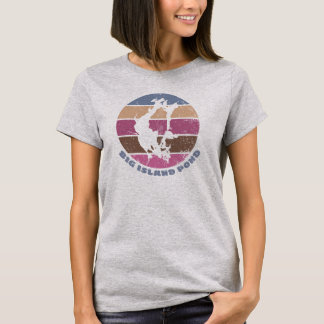 Big Island Pond Lake Vintage Retro Stil Rosa T Shirt