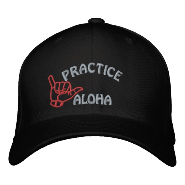 Big Island Practice Aloha Shaka (Hänglös) Broderad Keps (Framsida)